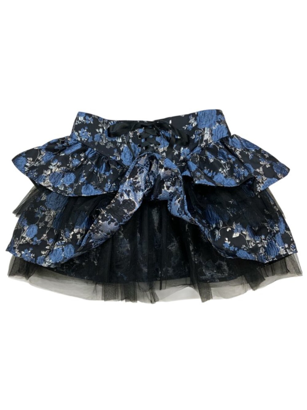 Dolls Kill Widow Fanged Faerie Brocade Mini Skirt M Blue Floral NEW - Picture 10 of 15
